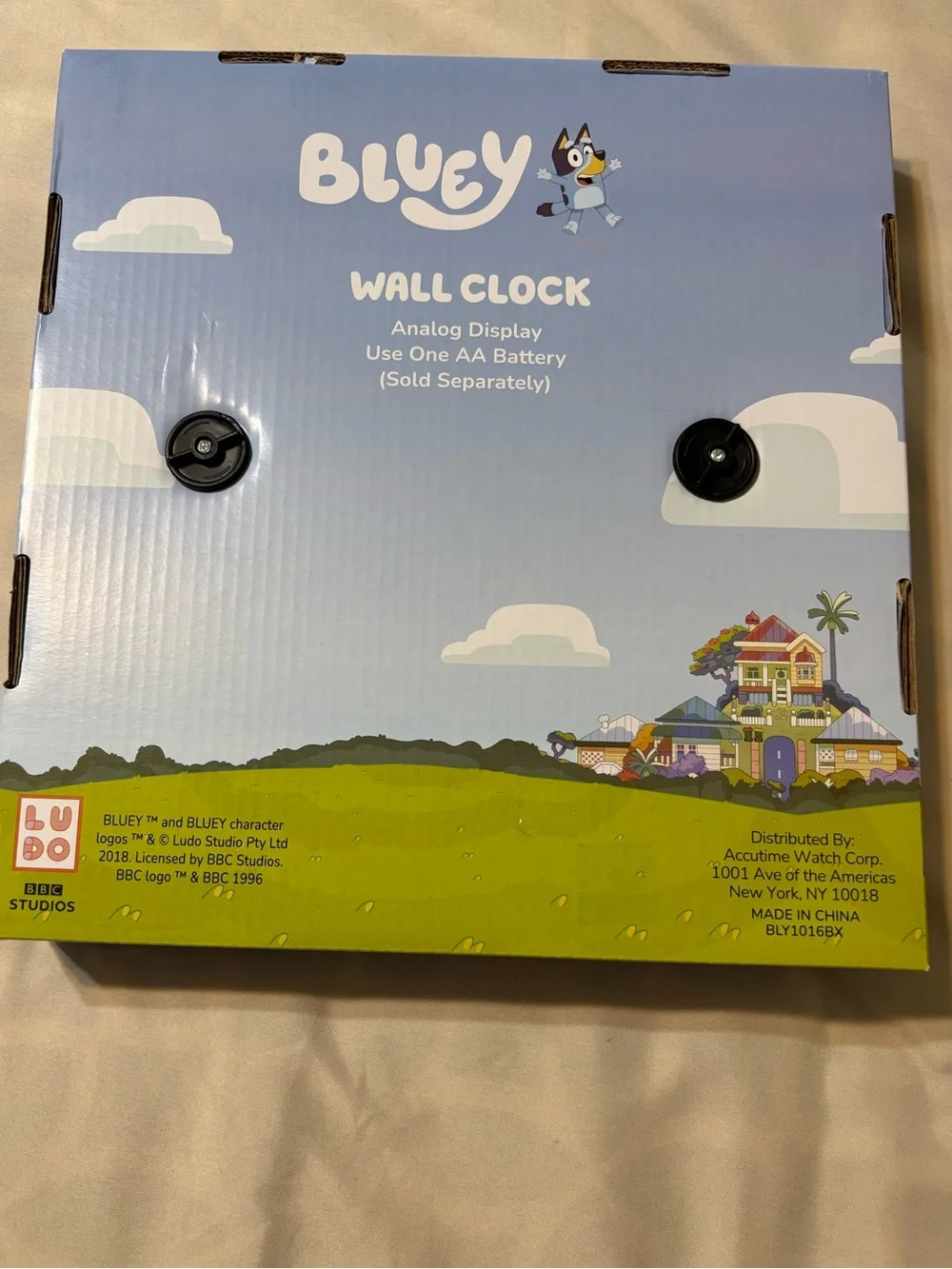 Bluey Themed Light Blue Kids Wall Clock - Official Bluey Design